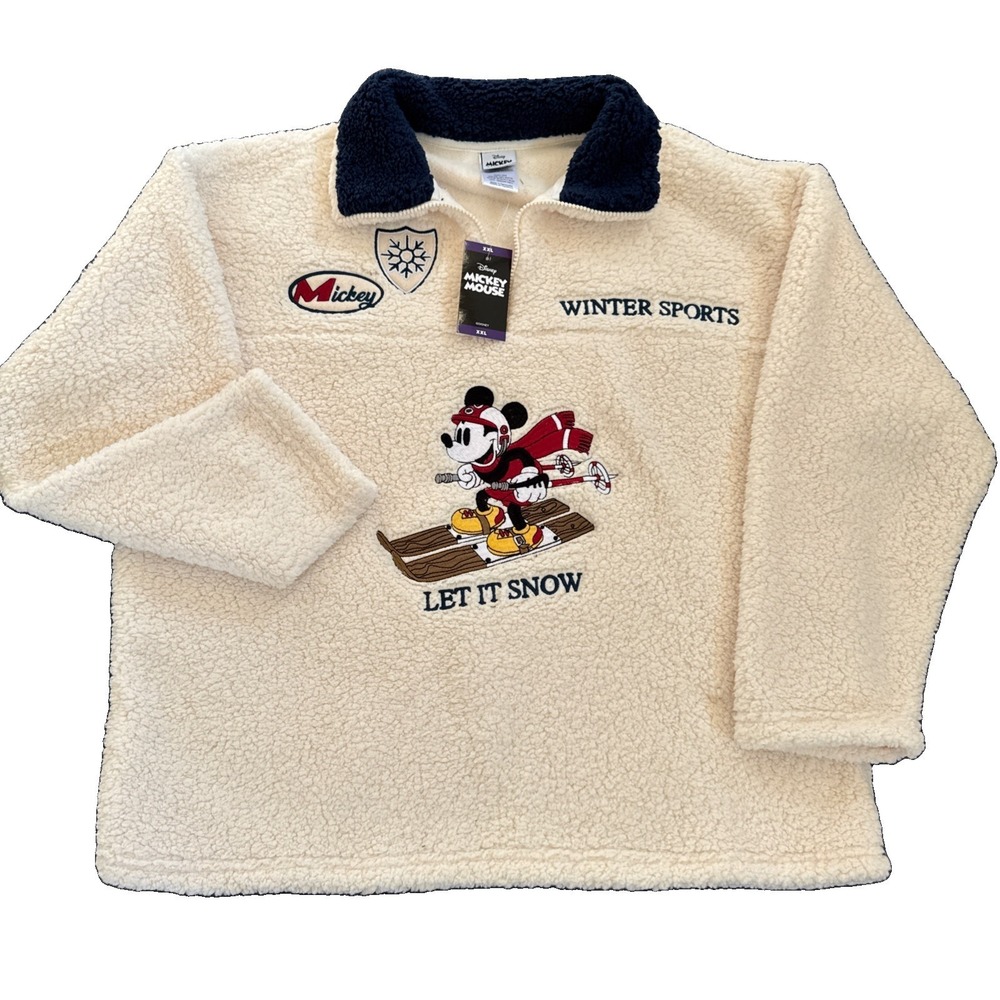 NEW NWT Disney Mickey Mouse Winter Sherpa Pullover Quarter Zip Women's Size XXL
